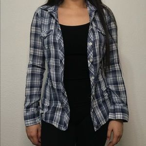 🌱 SO | Blue Plaid Flannel Button Up